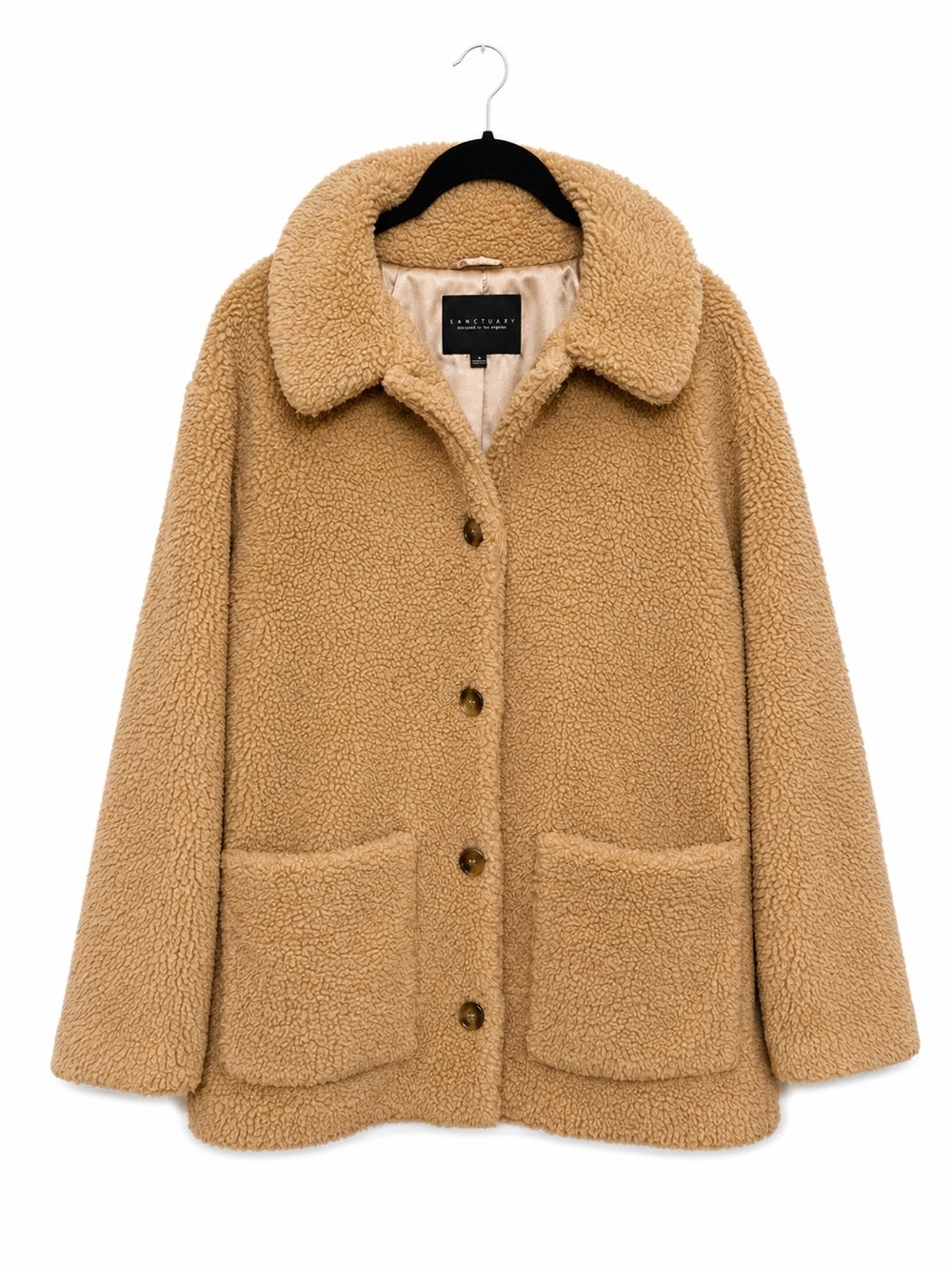 Sanctuary Camel Teddy Sherpa Coat Jacket